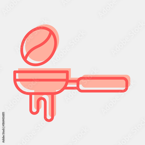 Icon portafilter. Coffee shop elements. Icon in two tone style.
