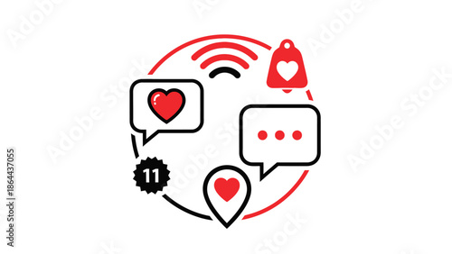 Abstract Love Flow Line Art