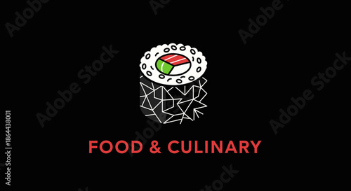 Abstract Sushi Roll Depiction Illustrating Concepts of Japanese Cuisine and Culinary Arts