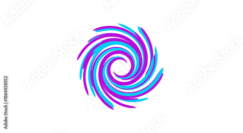 Abstract Swirl Design in Violet and Turquoise Colors on A Clean White Background