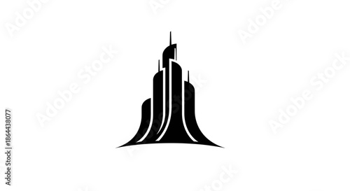 Abstract Urban Tower Silhouette: Modern Architectural Design Concept Illustration