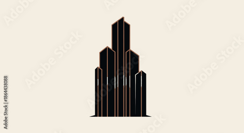 Abstract Tall Buildings Silhouettes, Minimalist Urbanscape Design With Geometric Aesthetics