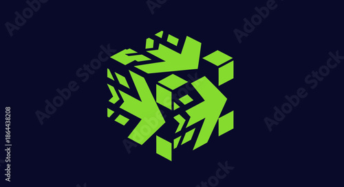 Abstract Three-dimensional Cubical Design With Arrows And Geometric Shapes Aesthetic