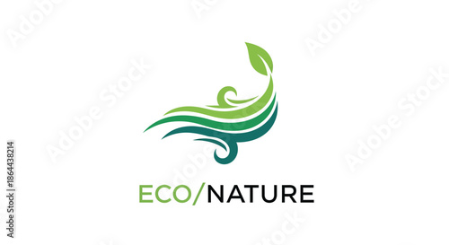 Abstract Swirl With Leaf Graphic Depicting Eco-Friendly And Nature-Focused Symbolism