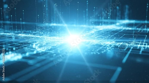 Wallpaper Mural Digital network lines glow, abstract blue grid Torontodigital.ca