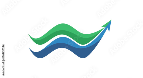 Abstract Waves And Arrow Symbolizing Growth And Progress In A Corporate Environment