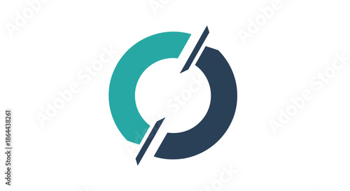 Abstract Two-Toned Intersected Circle Icon Illustrating Connectivity and Interdependence
