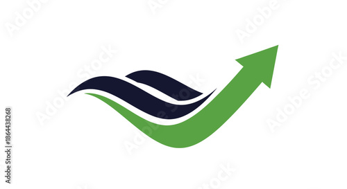 Abstract Waves And Upward Arrow Symbolizing Growth And Progress In A Clean Design