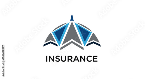 Abstract Umbrella Logo Concept Representing Insurance Protection With Geometric Shapes