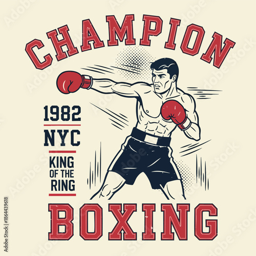Vintage Champion Boxer Artwork - Boxing Legend, King of the Ring Graphic Design.