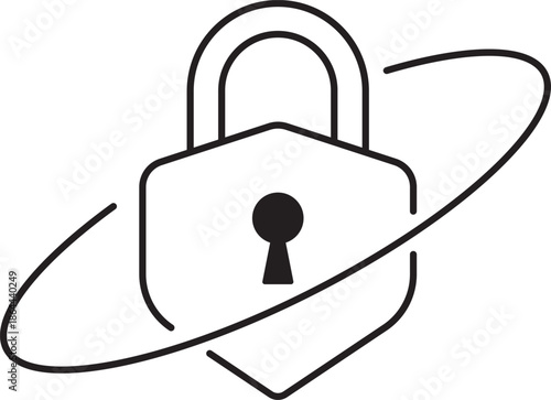 Minimal shield padlock icon symbolizing digital security privacy protection and secure information technology