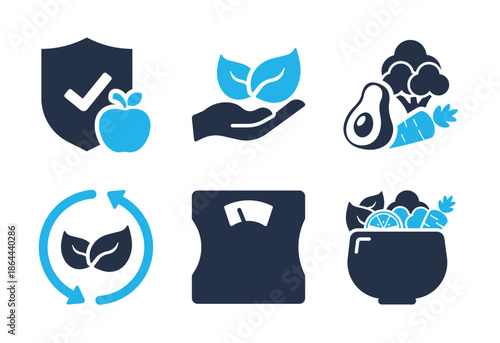 Healthy and Organic Lifestyle icon set. Solid glyph series icons