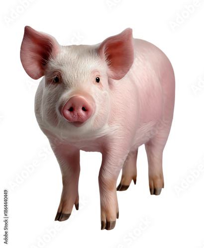 A cute little pig facing forward