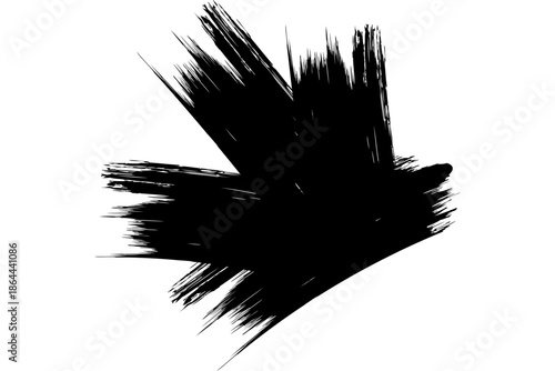 Dynamic black brush stroke on white background creating abstract artistic expression