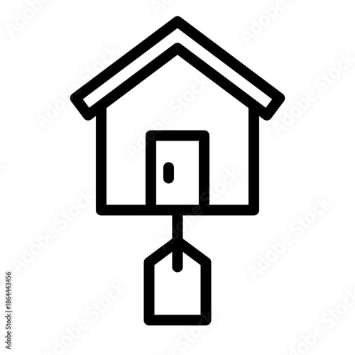 부동산 아웃라인 아이콘. 매물 가격