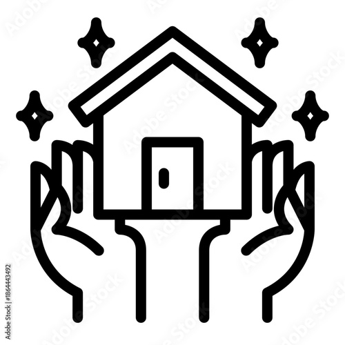 부동산 아웃라인 아이콘. 주택 보호