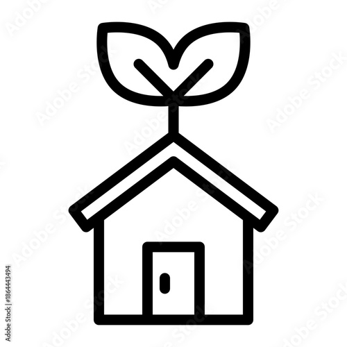 부동산 아웃라인 아이콘. 친환경 주택