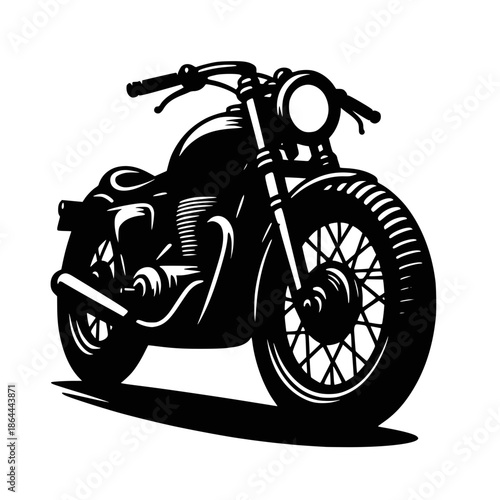 Vintage Motorcycle Vector Silhouette. A vector image of a vintage motorcycle silhouette. Single layer black and white image. Transparent background SVG version.