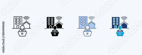 Hybrid Work Multiple Icon Illustration Vector