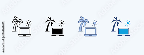 Digital Nomad Multiple Icon Illustration Vector