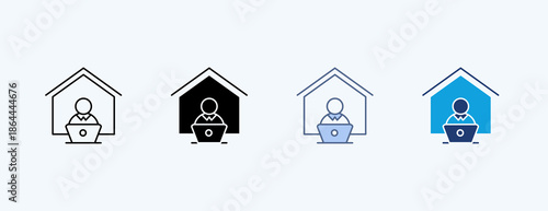 Remote Work Multiple Icon Illustration Vector