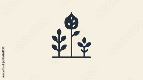Minimalist illustration of three stylized plants growing on a light background, depicting growth and nature in a clean design.