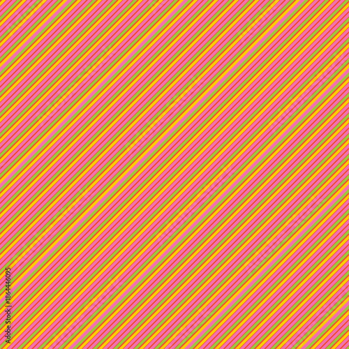 Vibrant seamless vector pattern with diagonal stripes of pink, yellow, and green creates textured, artisanal aesthetic. Perfect for modern branding, digital backgrounds, and creative packaging designs