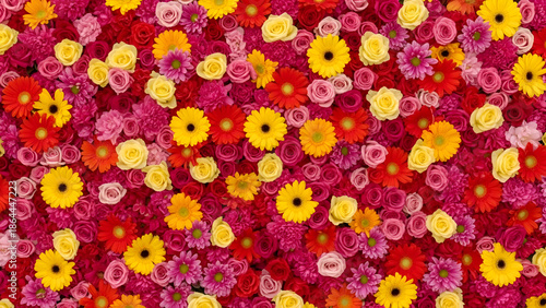 Colorful gerbera daisies and carnations create a vibrant floral arrangement, symbolizing joy and celebration in a closeup view of nature's beauty.