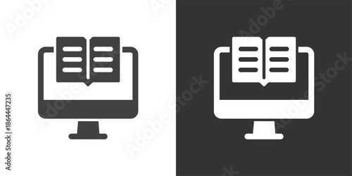 Computer E-Book icon. Solid glyph series icon