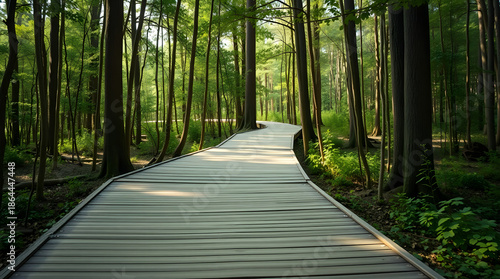 Empty Wooden Path Through Forest Symbolizing Mindful Journey