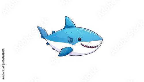 Wallpaper Mural Pixelated Blue Shark Graphic Against Transparent Background Smiling with White Border Torontodigital.ca