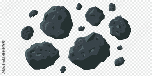 Flat Design Collection of Asteroids and Space Rocks space exploration concept