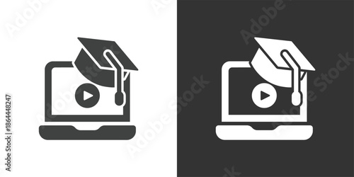 Digital Graduation icon. Solid glyph series icon