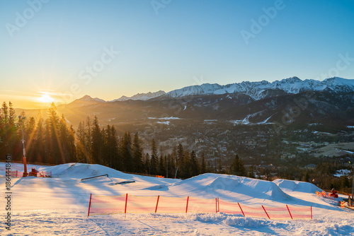 Photography Tatry mountains at sunrise seen from Gubalowka hill in Zakopane