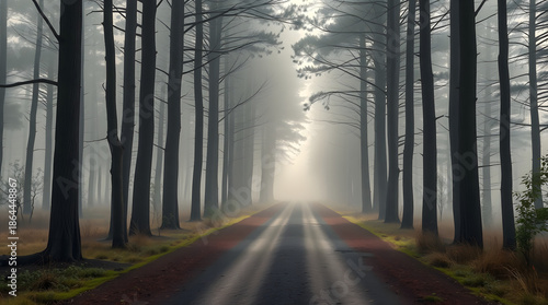 Misty Forest Path Creating Calm and Mindful Atmosphere