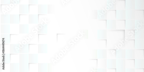 White abstract geometric background with layered square shapes and soft shadows, modern and clean design, for technology, business and minimalist presentations.