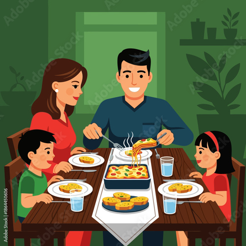 Family Enjoying Meal Together at Home.