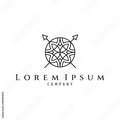 Shield and spear tribal ethnic logo