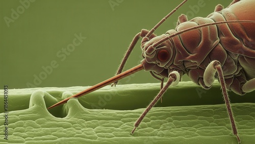 Aphid Stylet Penetrating Plant Leaf Epidermis Ion Abrasion Scanning Electron Micrograph For Agricultural Research