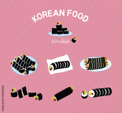 Kimbap Korean Food Set Illustration