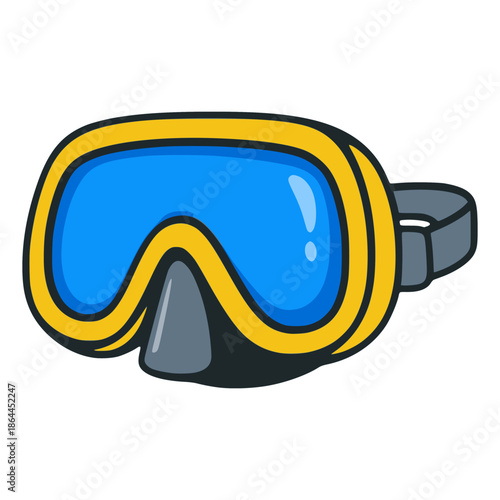 cartoon sea diving mask water sport flat color vector illustration template design