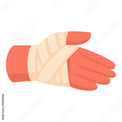 Bandaged wrist injured flat color vector illustration template design
