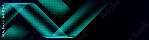 Abstract Teal Ribbon Lines on Dark Futuristic Background for technology themes, business presentations, creative design projects, banners, wallpapers, web headers and marketing graphics.