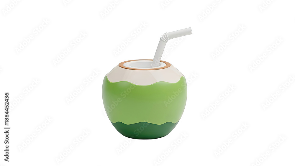 Obraz premium Coconut cup with straw