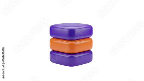 Stacked Cubes: Purple and Orange