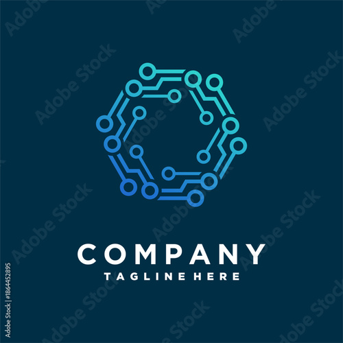 digital technology logo design network, internet, connection