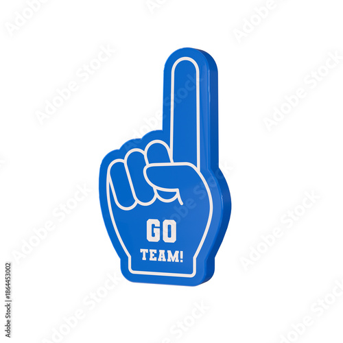 Go Team! 3D hand glove blue color with finger raised 3d icon