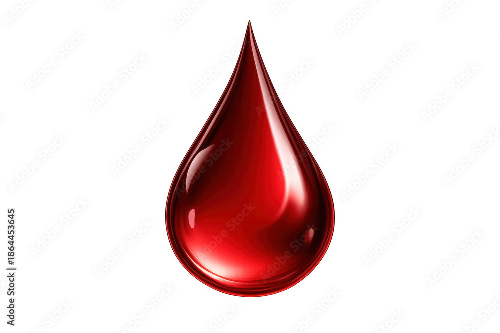 Obraz premium Red blood drop symbolizing life, health, medical care, and donation, isolated on transparent background