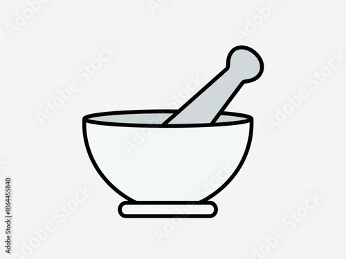 Iconic Illustration of a Mortar and Pestle A Simple Graphic Representation for Pharmacy, Medicine, and Health