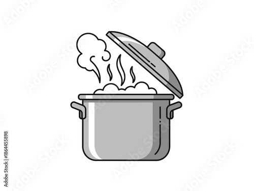 Illustration of a Cooking Pot with Steam A Simple Graphic for Culinary Themes